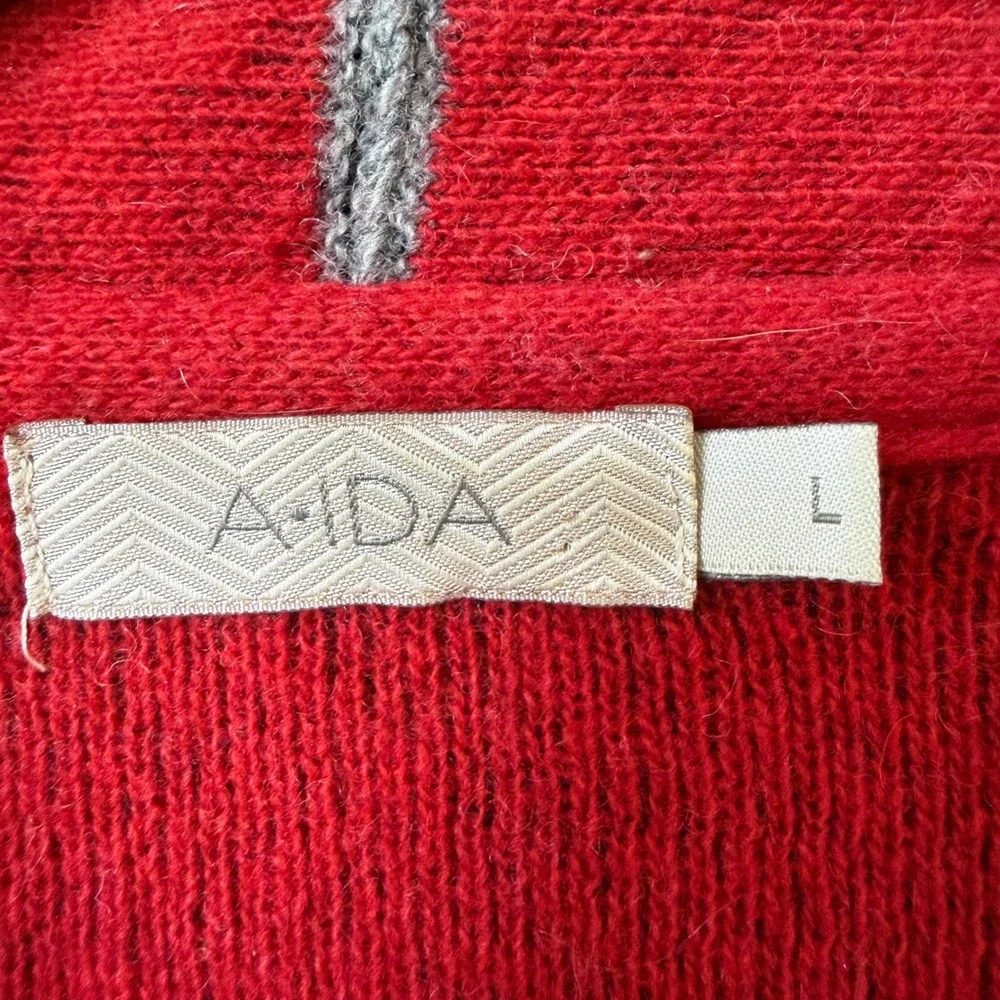 AIDA Italy Wool Colorblock cardigan‎ Jacket – Gray & Red – Size Large Sweater